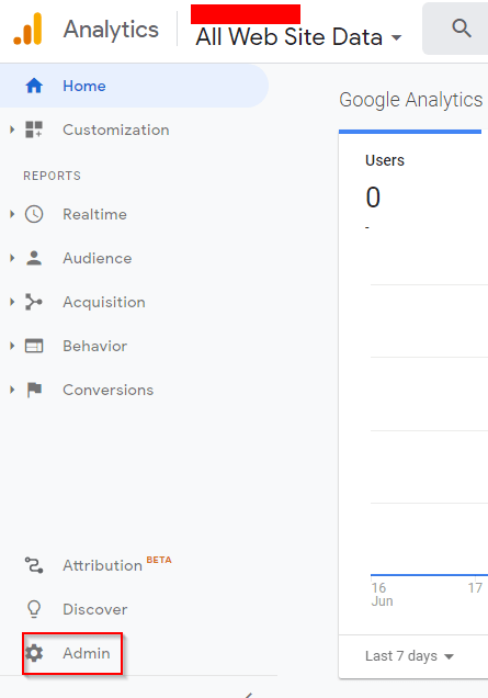User explorer: Google analytics- admin